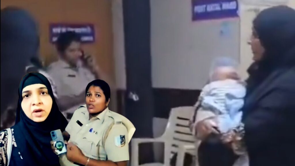 Muslim women in Mumbai during a hate crime incident, with one woman holding a baby and another speaking.